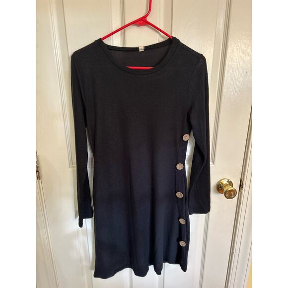 Jar of Love Womens LS Button Side Black Sweater Dress w/ Pocket Size M NWT e2 - Picture 1 of 2